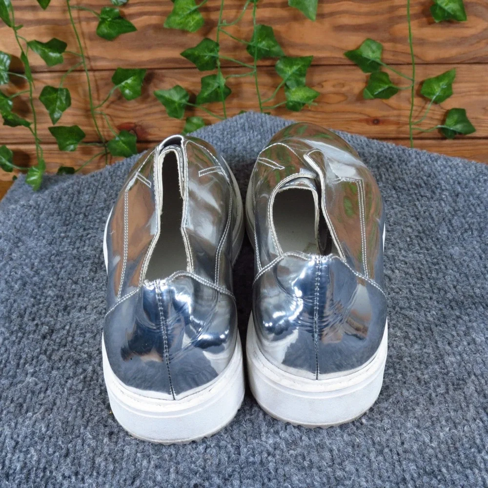 BP Women Casual Slip On Shoe Size 6.5 Metallic Silver Platform Fashion Sneaker